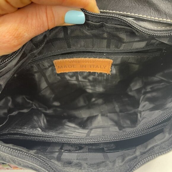 Vera Pelle Purse Made in Italy Crosshatch Leather​​​ - Picture 9 of 12